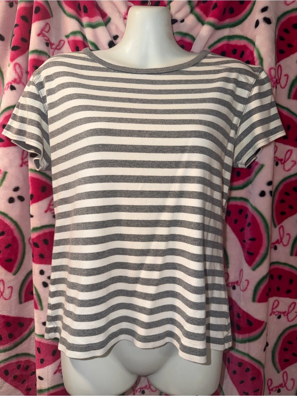 🩶🤍 Style & Co. Striped Short-Sleeve Crewneck Tee